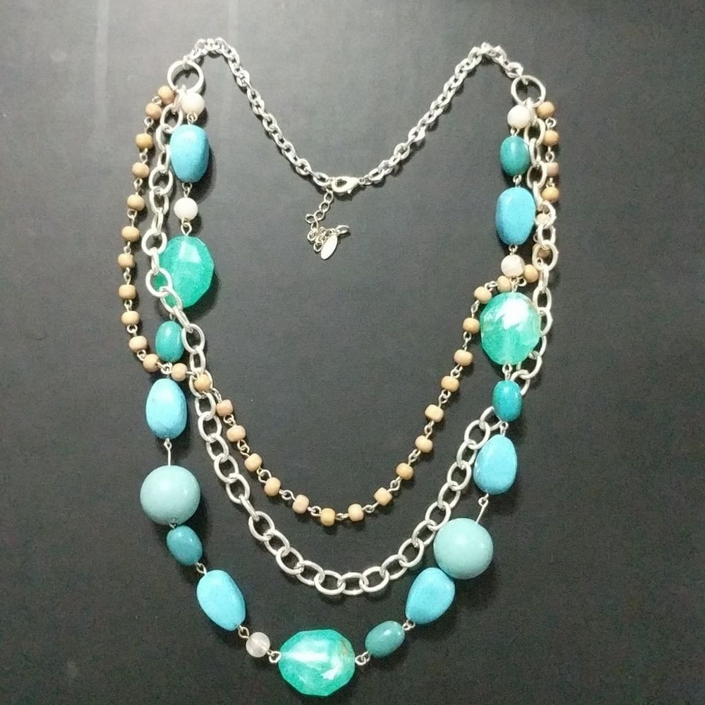 Esmor Silver Tone Turquoise Blue Colored Statement Neck